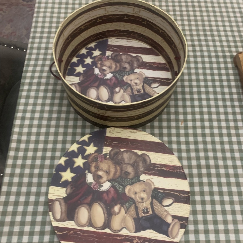 Vintage Patriotic Bear Storage Box